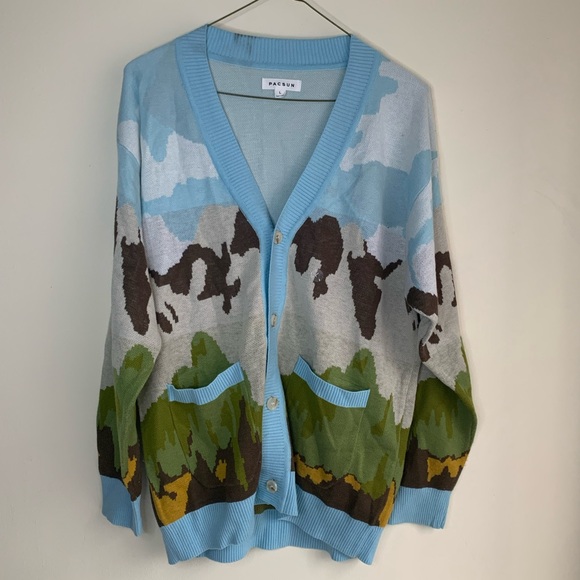 PacSun Sweaters - Pacsun Print Cardigan Blue Multi Sweater Women’s Sz L